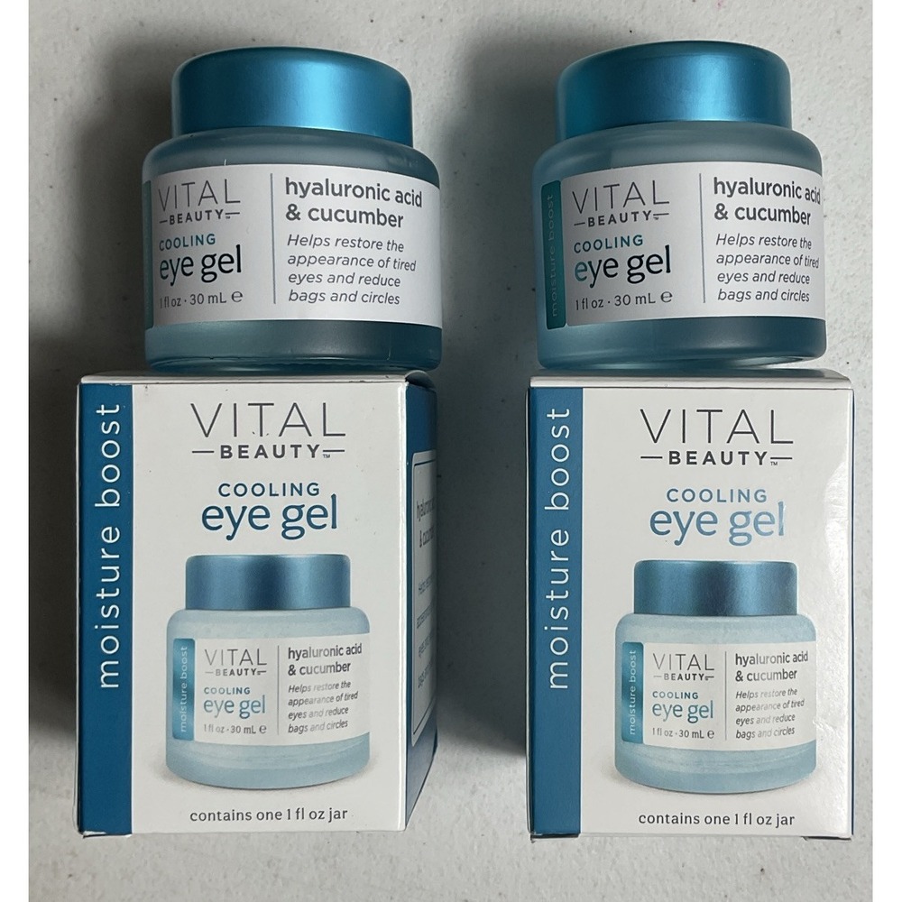 New 2 Vital Beauty Moisture Boost Cooling Eye Gel Anti-Aging Hyaluronic 1 oz ea.